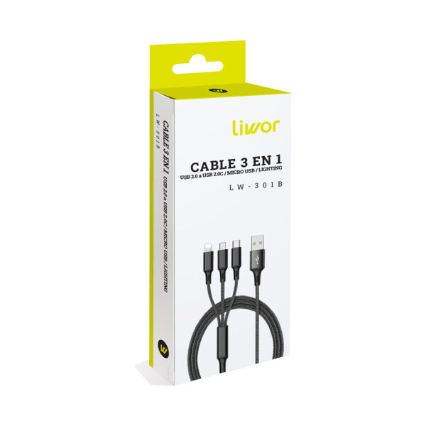 COMBO CACC ADAPTADOR + CABLE 3 EN 1 USB 2.0 A USB 2.0 TIPO C / MICRO USB / LIGHTNING - Imagen 6