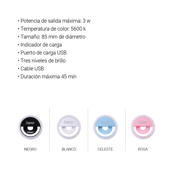 ARO DE LUZ LED PARA SELFIE / L W-R I N L I G H T - Imagen 2