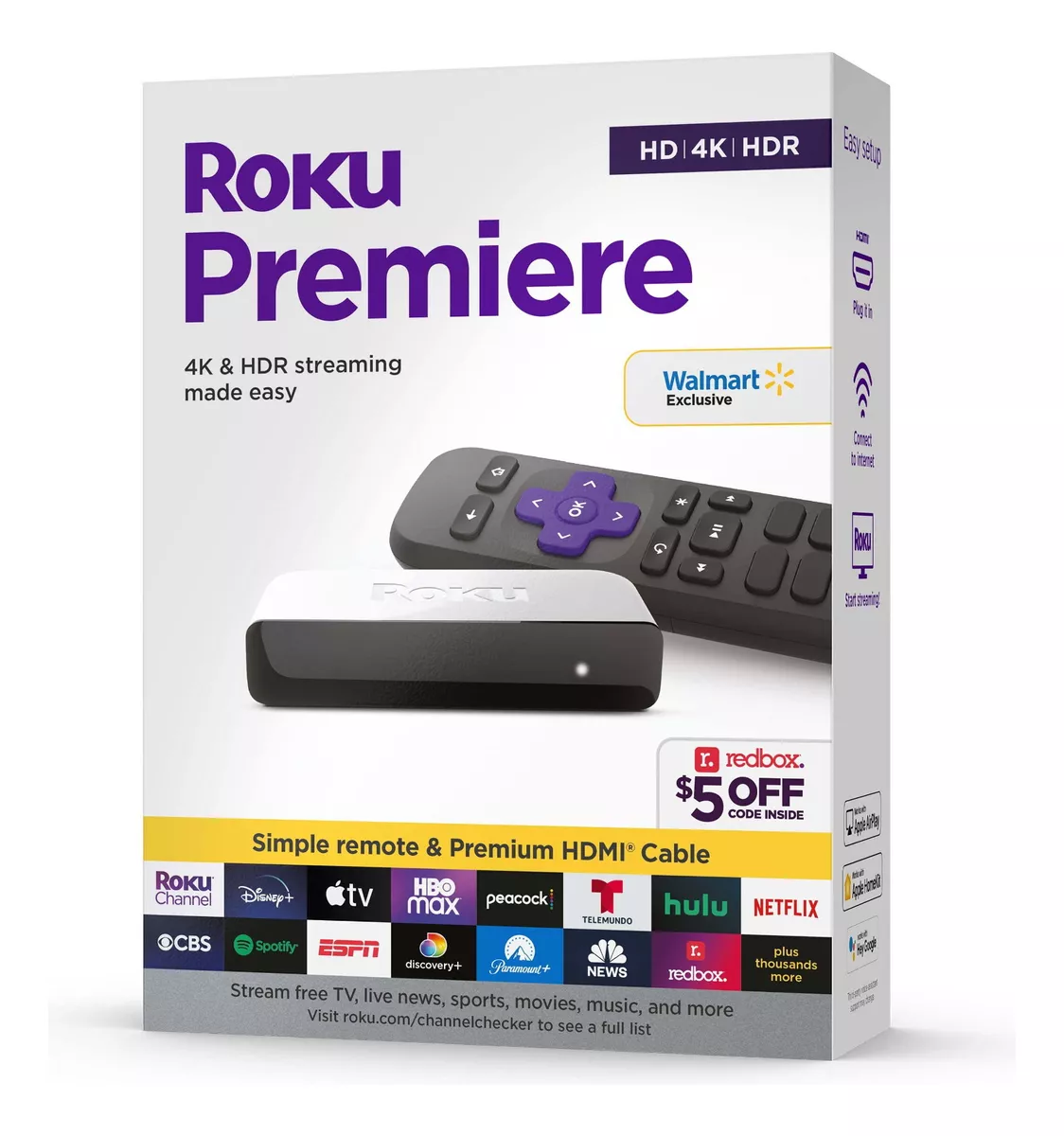 Roku Premiere 4k Hdr Streaming - Incluye Pilas Y Fuente
