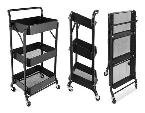 Carro Organizador Multiuso Plegable Resistente 3 Estantes