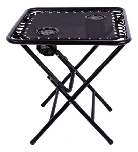 Mesita Negra Plegable Portátil Para Playa, Camping Y Jardín