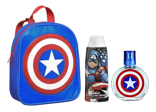 Perfume Capitán América Edt Niño 50ml + Mini Mochila + Gel